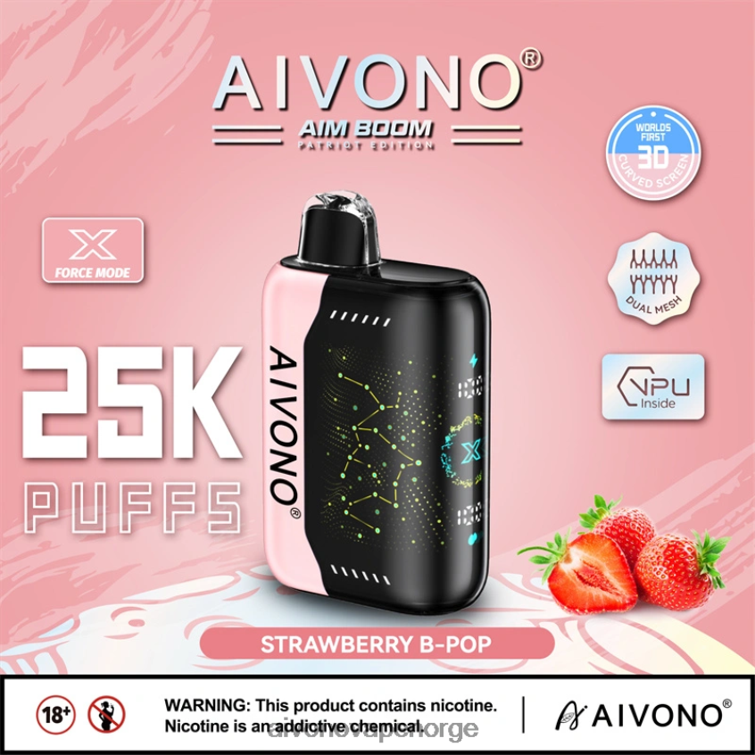 Aivono AIM BOOM 25 000 jordbær b-pop - 4V8N6H352 Aivono Vape Norge
