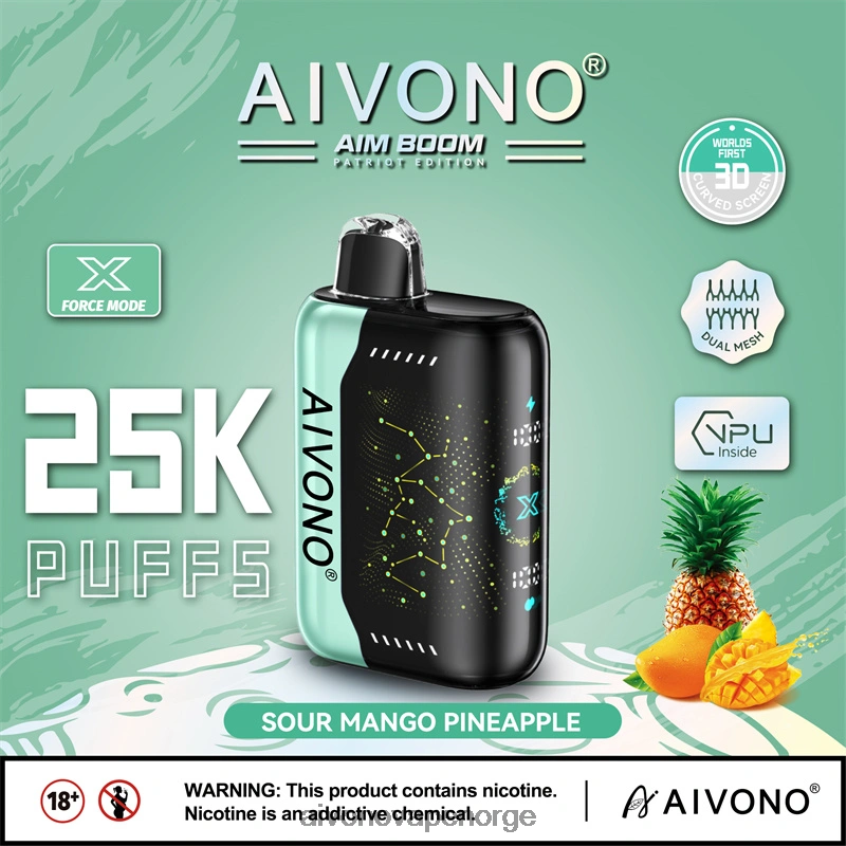 Aivono AIM BOOM 25 000 syrlig mango ananas - 4V8N6H351 Aivono Vape