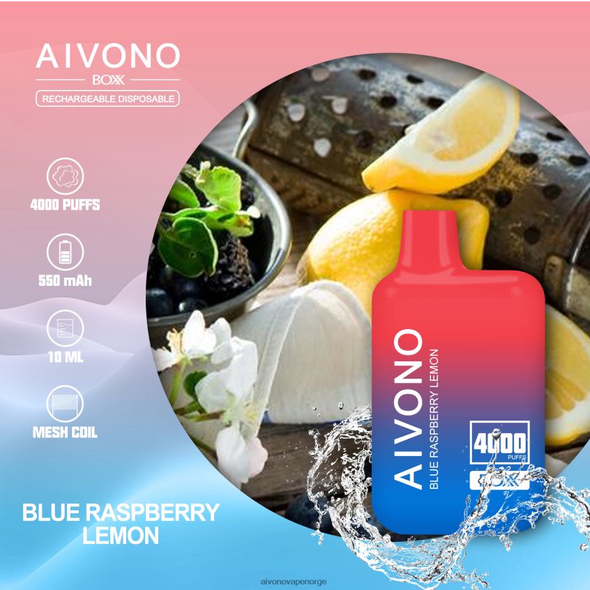 Aivono AIM BOXX 4000 blå bringebær sitron - 4V8N6H217 Aivono Vape Norge
