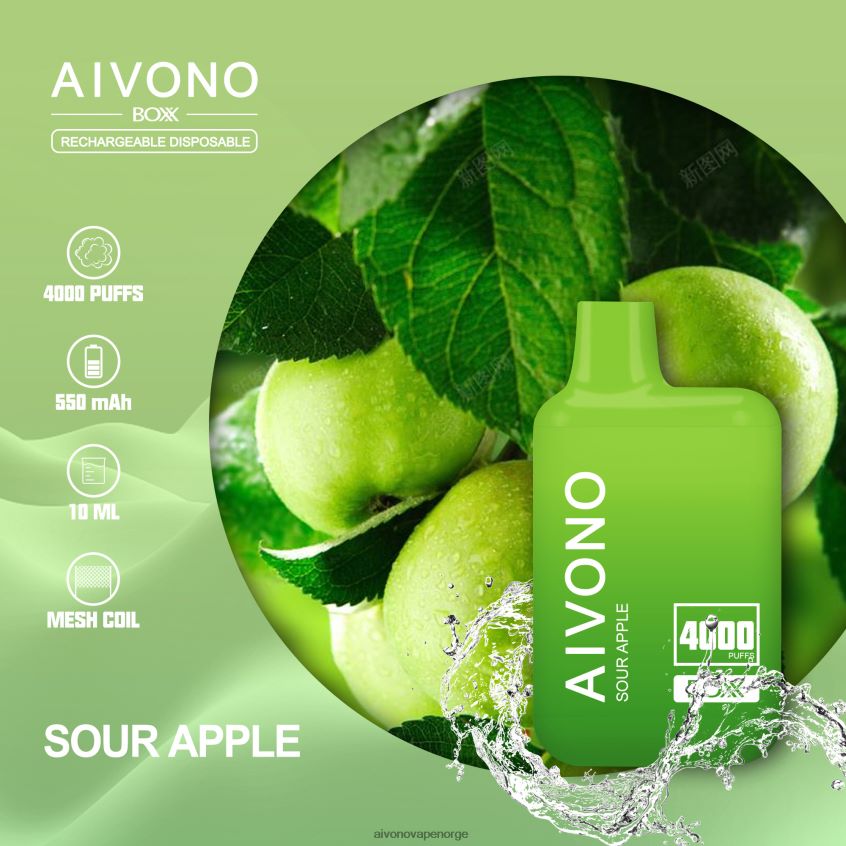 Aivono AIM BOXX 4000 surt eple - 4V8N6H220 Aivono Vape Norge