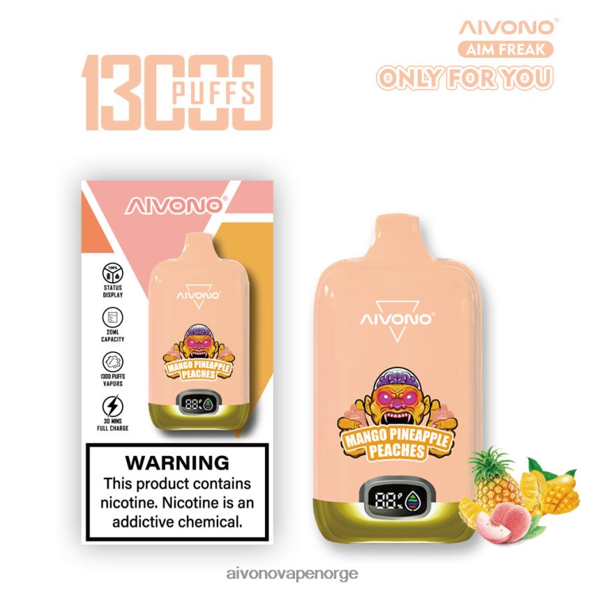 Aivono AIM FREAK 13000 mango ananas fersken - 4V8N6H250 Aivono Vape Norge