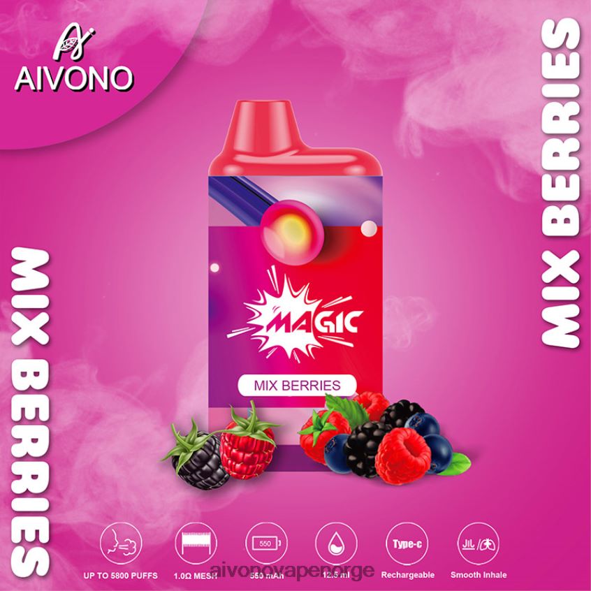 Aivono AIM MAGIC 5800 munnboks sigarett bland bær - 4V8N6H100 Aivono Vape Norge