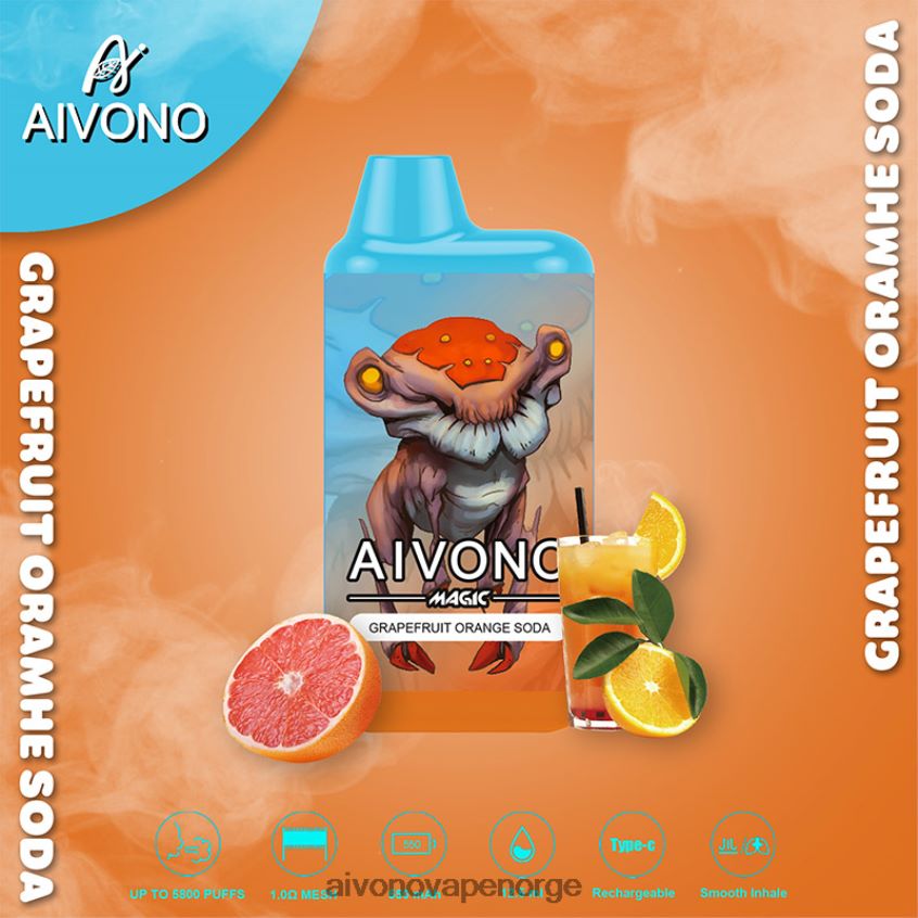 Aivono AIM MAGIC 5800 munnboks sigarett grapefrukt appelsin brus - 4V8N6H101 Aivono Vape Reddit
