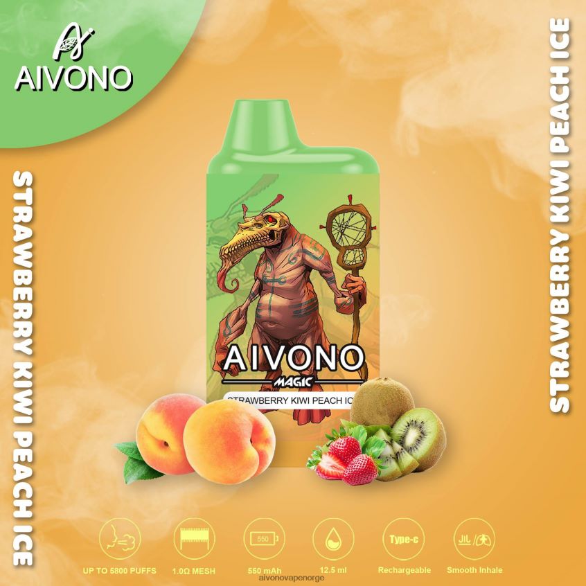 Aivono AIM MAGIC 5800 munnboks sigarett jordbær kiwi fersken is - 4V8N6H96 Aivono Vape