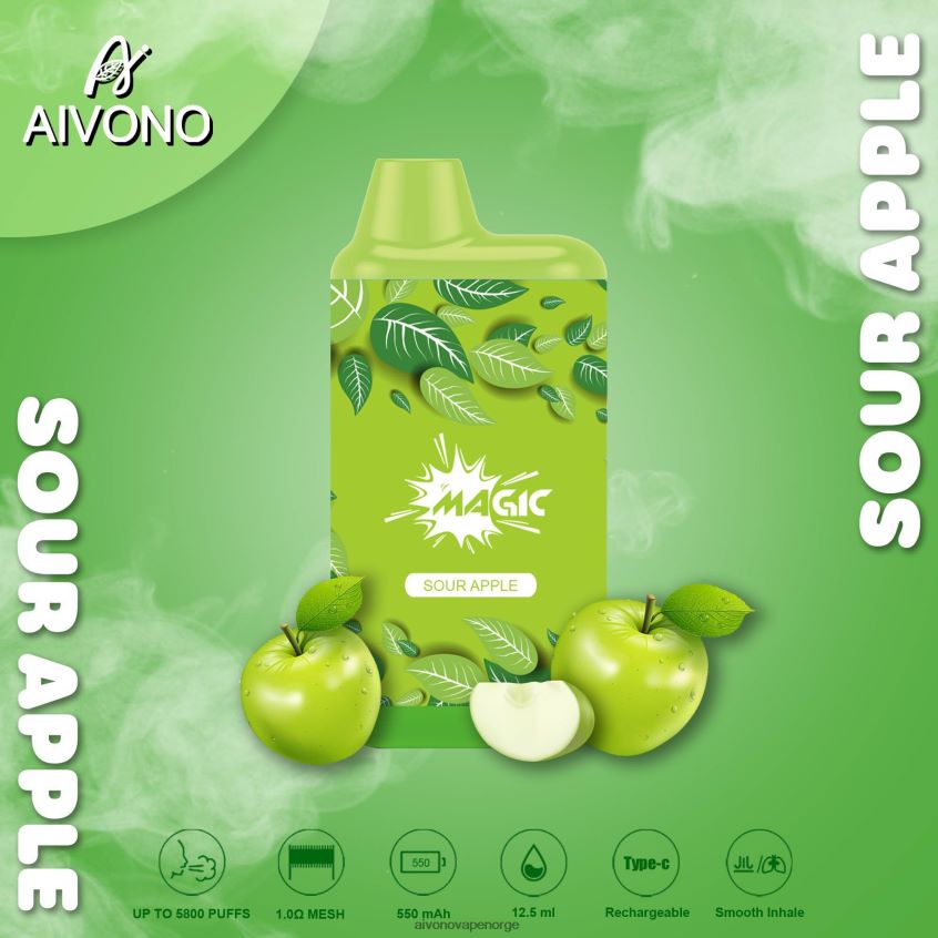 Aivono AIM MAGIC 5800 munnboks sigarett surt eple - 4V8N6H87 Aivono Vape