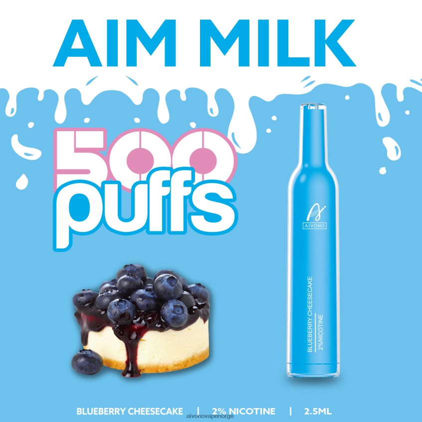 Aivono AIM MILK 500 blåbærostkake - 4V8N6H274 Aivono Vape Norge
