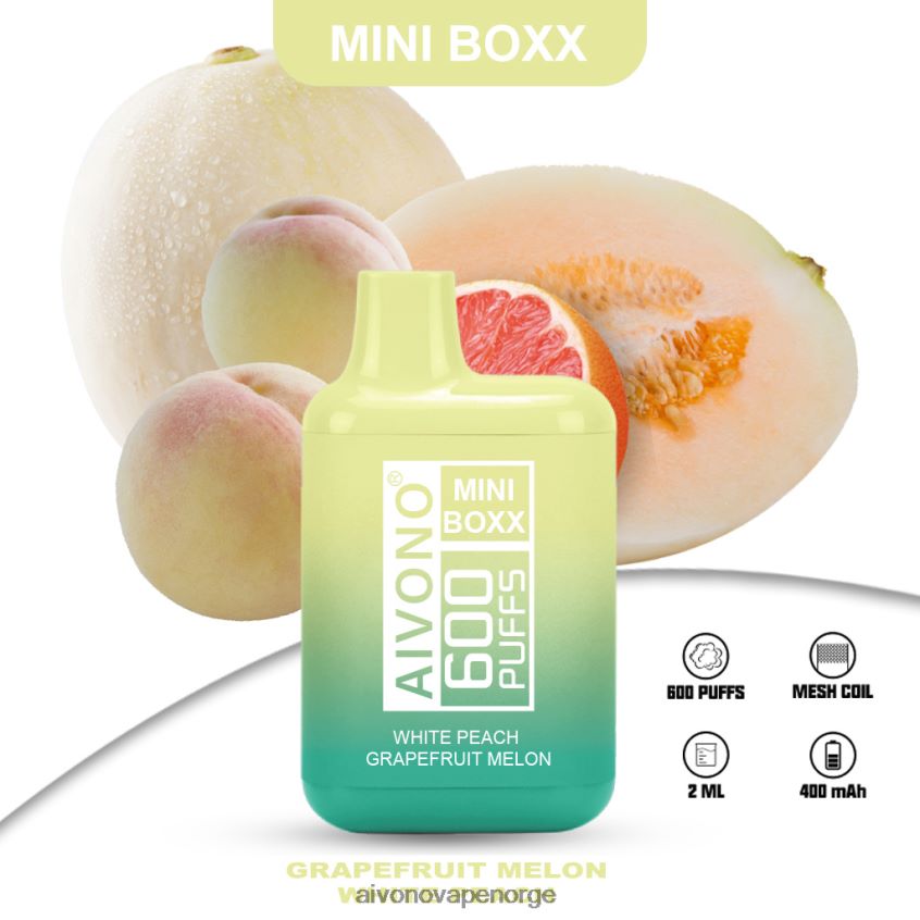 Aivono AIM MINI BOXX 600 hvit fersken grapefrukt melon - 4V8N6H241 Aivono Vape Norge