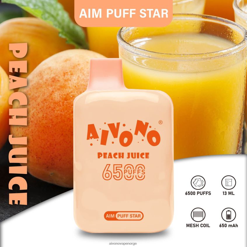 Aivono AIM PUFF STAR 6500 ferskenjuice - 4V8N6H289 Aivono Vape Norge