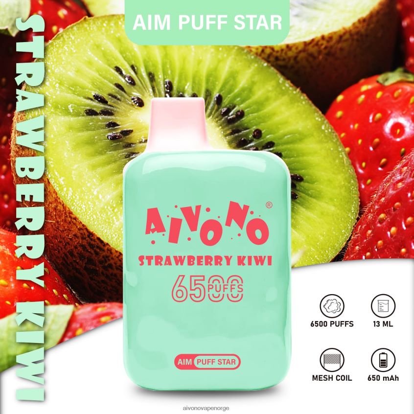 Aivono AIM PUFF STAR 6500 jordbær kiwi - 4V8N6H294 Aivono Vape