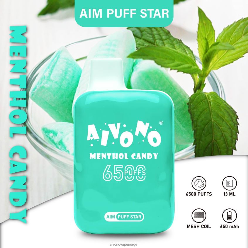 Aivono AIM PUFF STAR 6500 mentol godteri - 4V8N6H295 Aivono Vape Norge