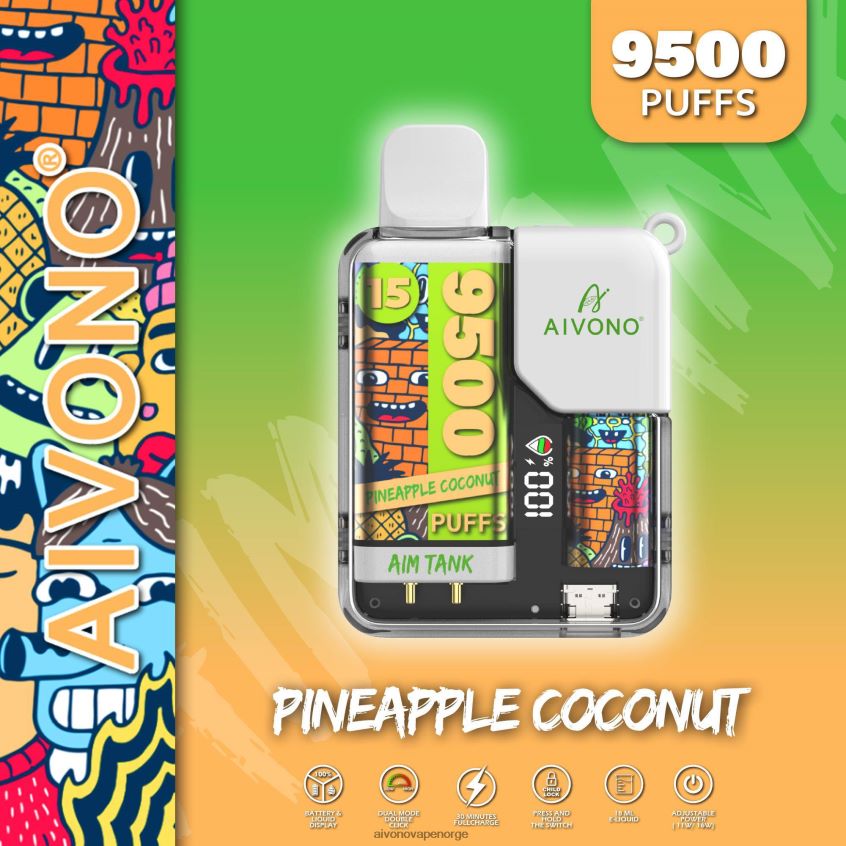 Aivono AIM TANK 9500 ananas kokos - 4V8N6H40 Aivono Vape Norge