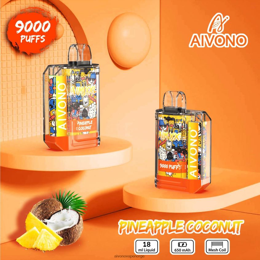 Aivono AIM XXL 9000 munnklistremerke gjennomsiktig ananas kokos - 4V8N6H52 Aivono Vape Norge