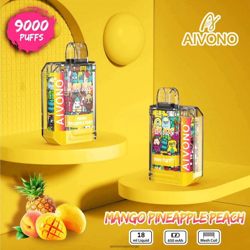 Aivono AIM XXL 9000 munnklistremerke gjennomsiktig mango ananas fersken - 4V8N6H49 Aivono Vape Norge