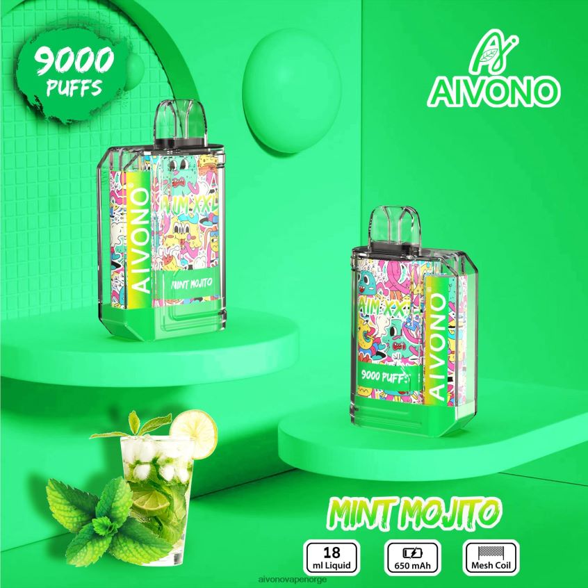 Aivono AIM XXL 9000 munnklistremerke gjennomsiktig mynte mojito - 4V8N6H55 Aivono Vape Norge