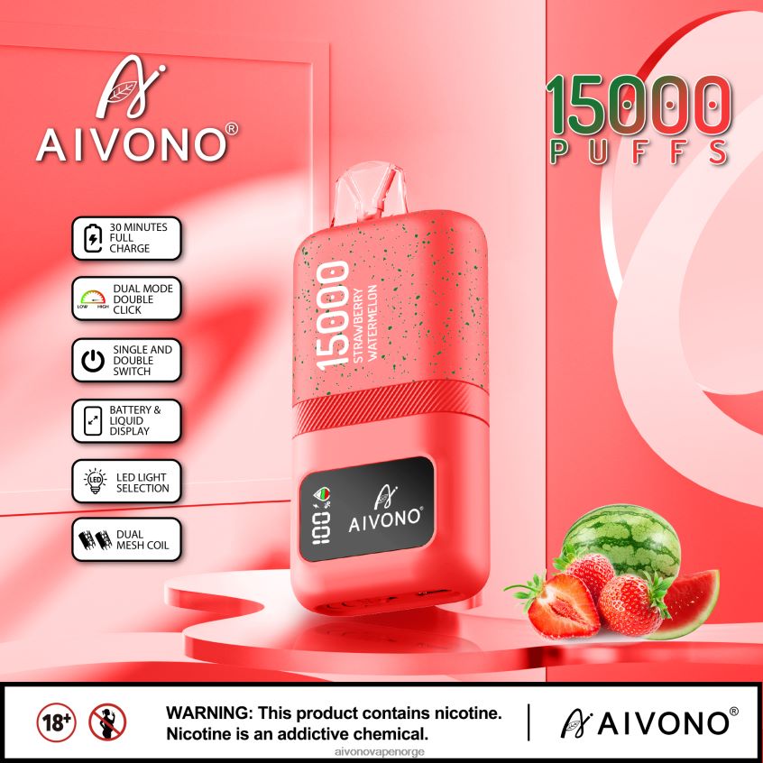 Aivono AIM magic 15 000 jordbær vannmelon - 4V8N6H58 Aivono Vape Norge
