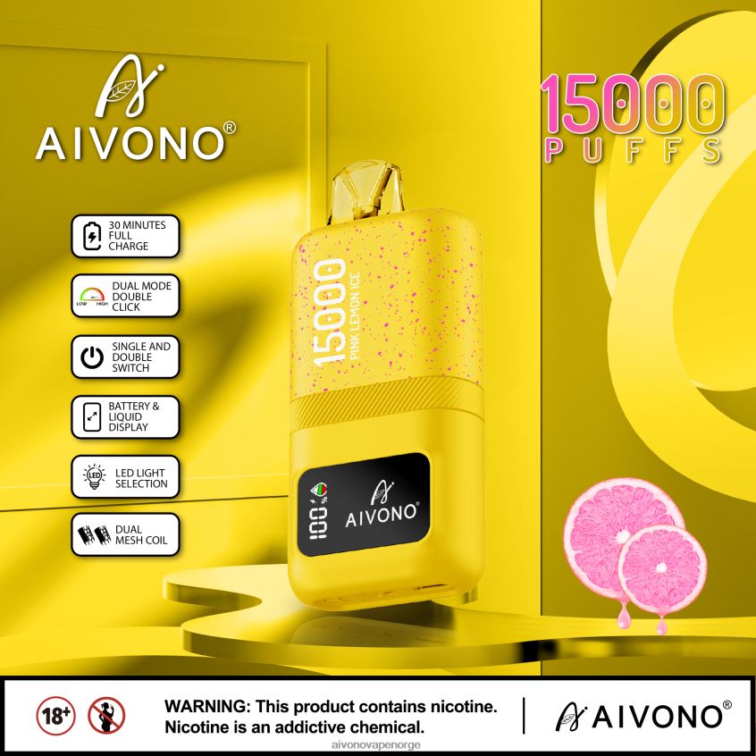 Aivono AIM magic 15 000 rosa sitronis - 4V8N6H61 Aivono Vape Norge