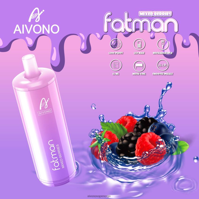 Aivono FATMAN 6800 blandede bær - 4V8N6H27 Aivono Vape