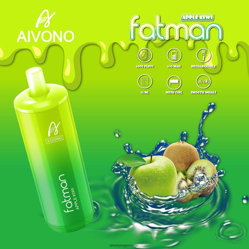 Aivono FATMAN 6800 eple kiwi - 4V8N6H31 Aivono Vape Norge