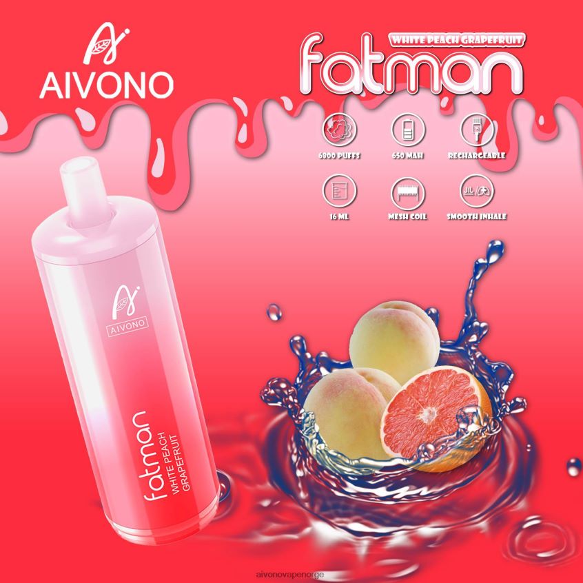 Aivono FATMAN 6800 grapefrukt - 4V8N6H25 Aivono Vape Norge