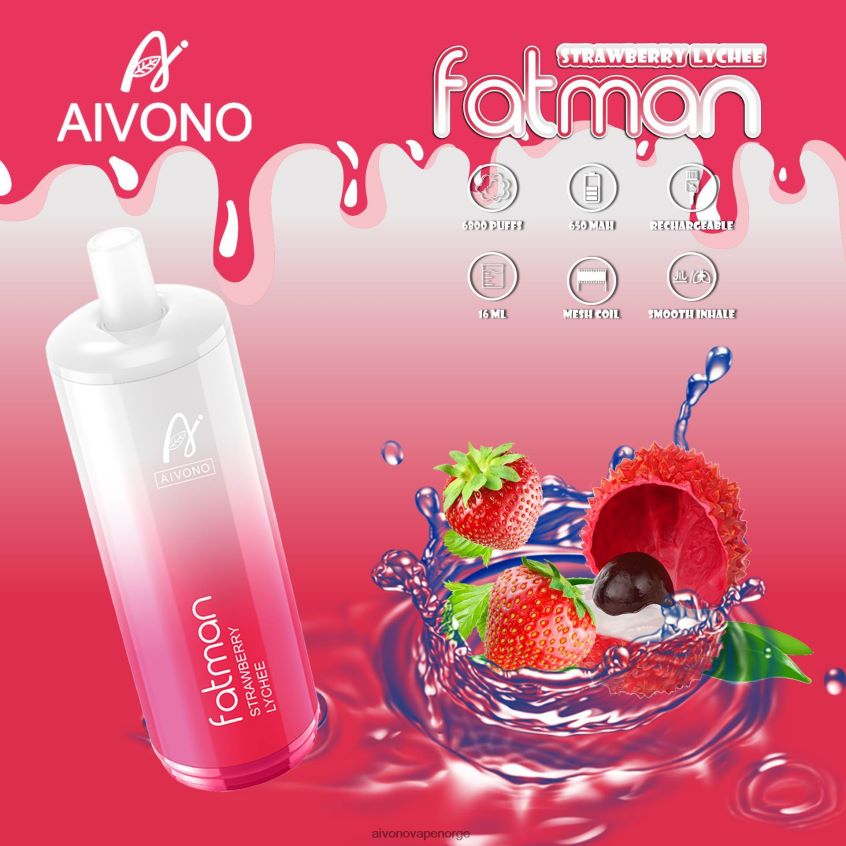Aivono FATMAN 6800 jordbær litchi - 4V8N6H23 Aivono Vape Reddit