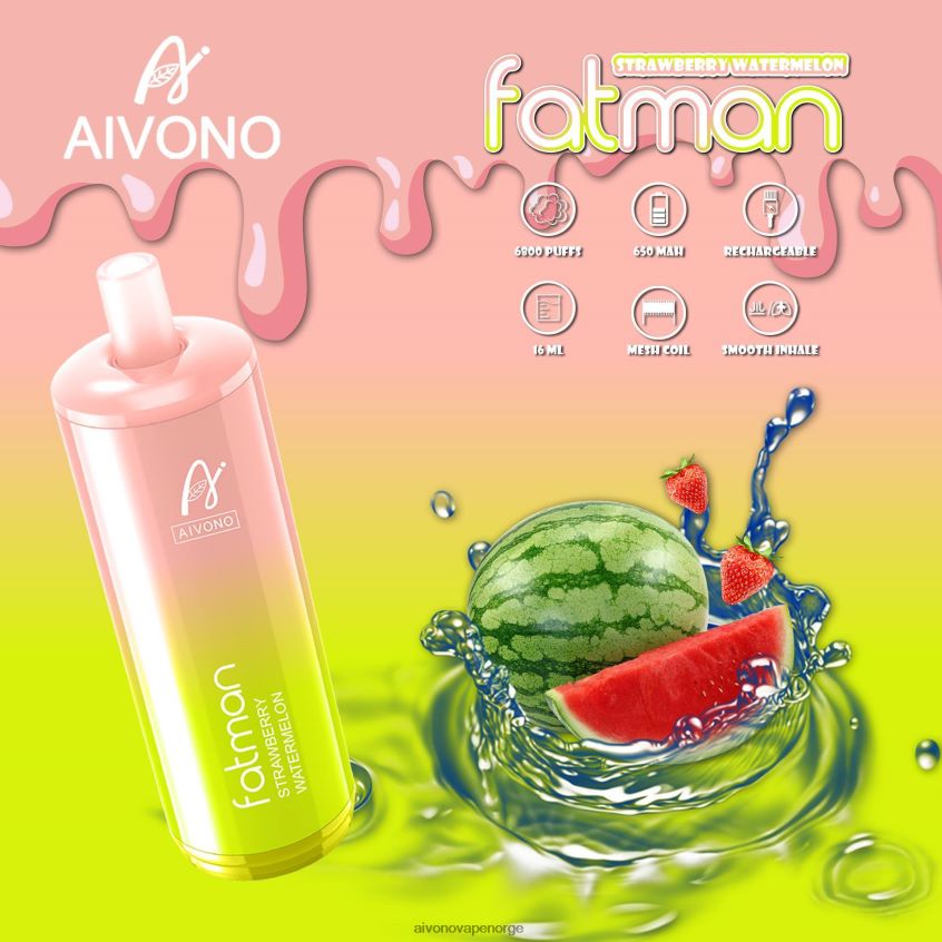 Aivono FATMAN 6800 jordbær vannmelon - 4V8N6H30 Aivono Vape