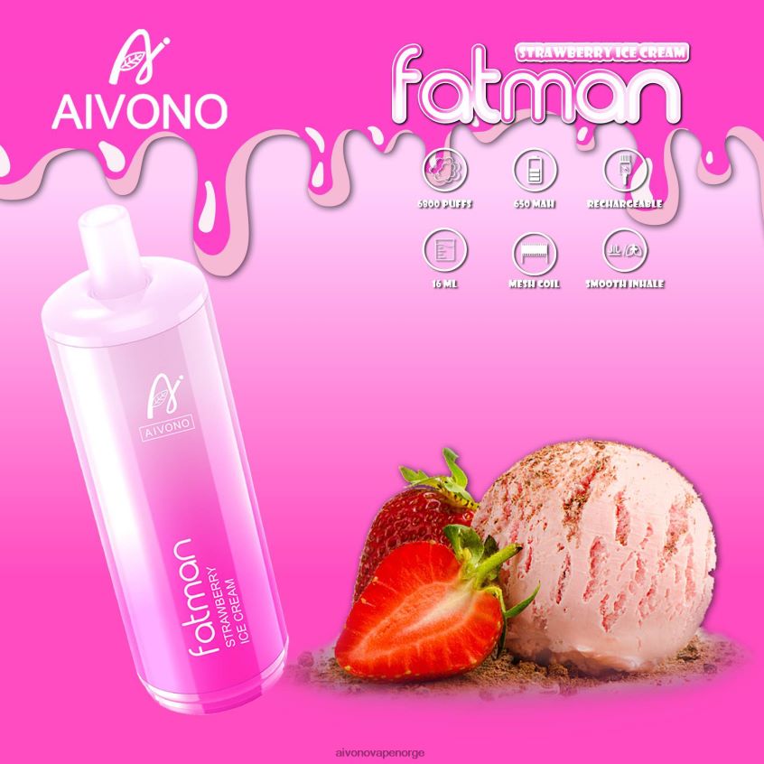 Aivono FATMAN 6800 jordbæris - 4V8N6H21 Aivono Vape