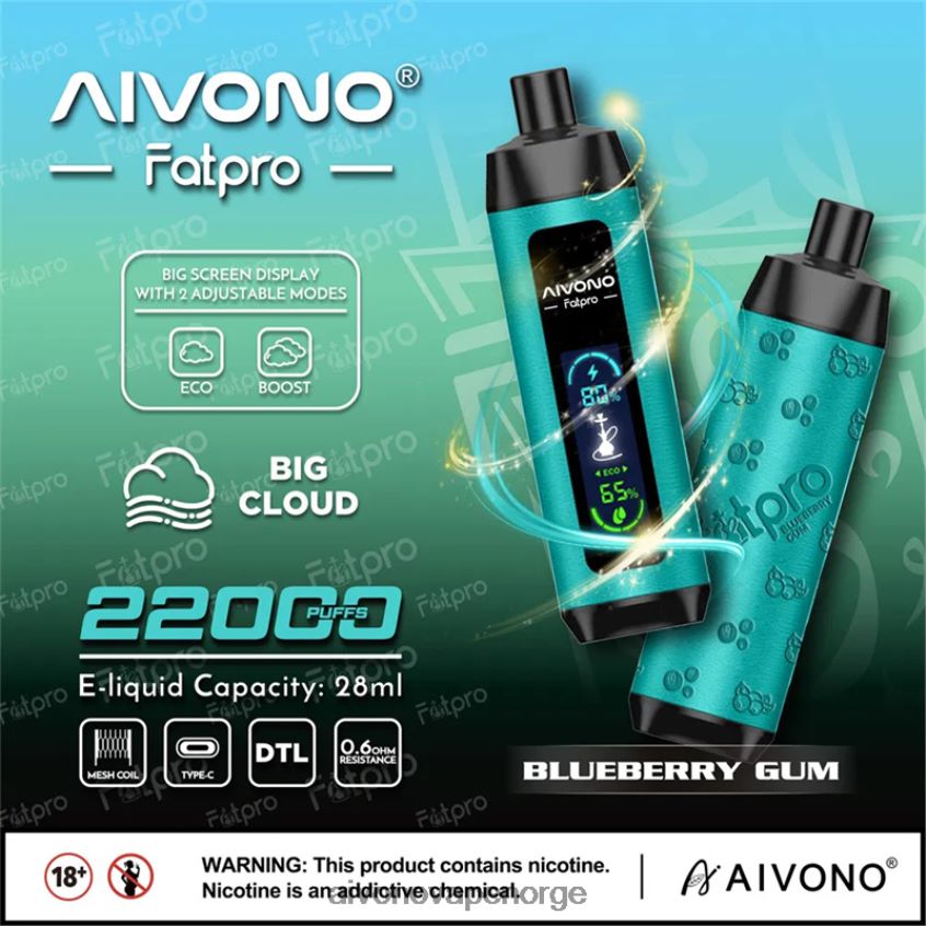 Aivono Fatpro 22000 blåbærgummi - 4V8N6H9 Aivono Vape
