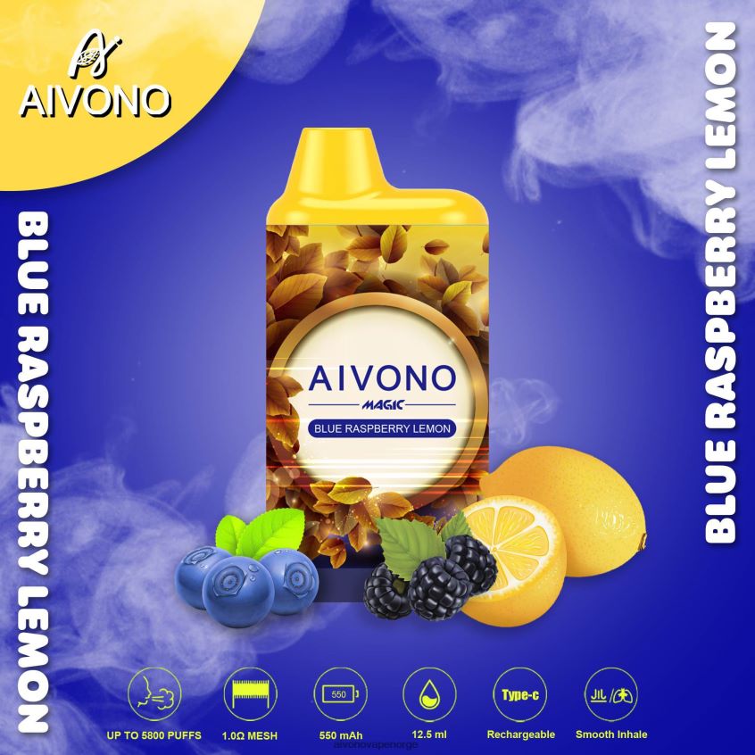 Aivono AIM MAGIC 5800 munnboks sigarett blå bringebær sitron - 4V8N6H91 Aivono Vape Norge