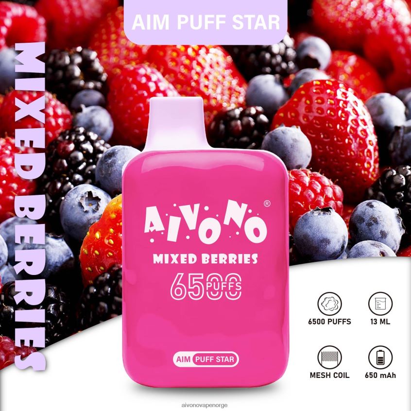 Aivono AIM PUFF STAR 6500 blandede bær - 4V8N6H290 Aivono Vape Reddit