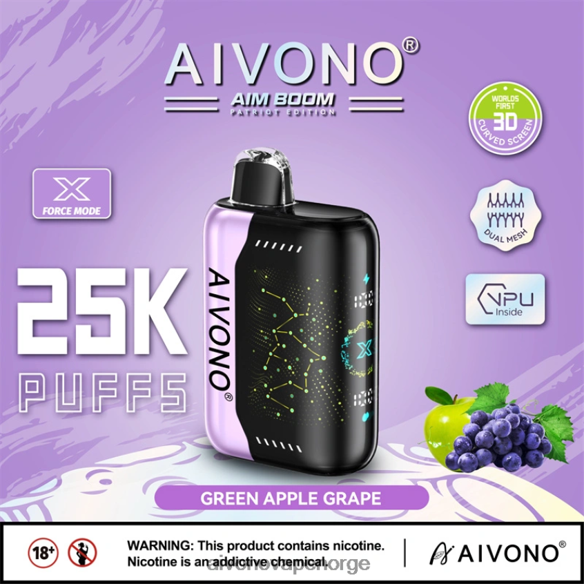 Aivono AIM BOOM 25 000 grønn epledrue - 4V8N6H346 Aivono Vape Norge